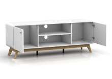 Lowboard >Janne< 2 Türen, Kabeldurchlass, Fächer, in Weiß - 140x53x39cm (BxHxT)