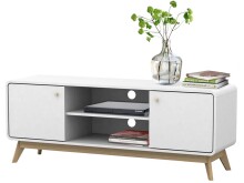 Lowboard >Janne< 2 Türen, Kabeldurchlass, Fächer, in Weiß - 140x53x39cm (BxHxT)