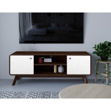 Lowboard >Janne< 2 Türen, Fächer, Kabeldurchlass, Walnuss Dekor - 140x53x39cm (BxHxT)