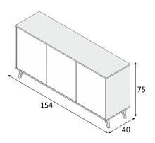 Wohnzimmer-Set >KIKUA PLUS< (4-Teilig) in Canadian Eiche/Artik Weiß - 135x50x40 (BxHxT)