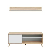 Wohnzimmer-Set >KIKUA PLUS< (4-Teilig) in Canadian Eiche/Artik Weiß - 135x50x40 (BxHxT)
