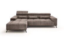 Wohnlandschaft >Starlett< Kopfteilverstellungen, 3 Kissen, dunkelgrau - 285x99x201 (BxHxT)