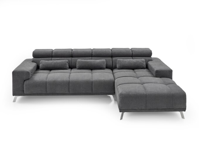 Wohnlandschaft >Starlett< Kopfteilverstellungen, 3 Kissen, in anthrazit - 285x99x201 (BxHxT)
