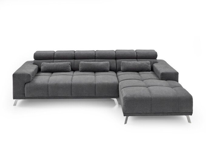 Wohnlandschaft >Starlett< Kopfteilverstellungen, 3 Kissen, in anthrazit - 285x99x201 (BxHxT)
