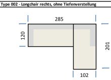 Wohnlandschaft >Starlett< Kopfteilverstellungen, 3 Kissen, grau, Füße schwarz - 285x99x201 BxHxT