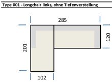 Wohnlandschaft >Starlett< Kopfteilverstellungen, 3 Kissen, grau, Füße schwarz - 285x99x201 BxHxT