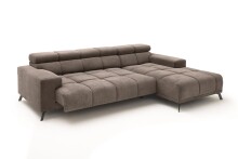 Wohnlandschaft >Starlett< elektr. Sitztiefenverstellung, 3 Kissen, dunkelgrau - 285x99x201 BxHxT