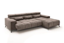 Wohnlandschaft >Starlett< elektr. Sitztiefenverstellung, 3 Kissen, dunkelgrau - 285x99x201 BxHxT