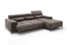 Wohnlandschaft >Starlett< elektr. Sitztiefenverstellung, 3 Kissen, dunkelgrau - 285x99x201 BxHxT