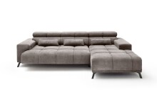 Wohnlandschaft >Starlett< elektr. Sitztiefenverstellung, 3 Kissen, dunkelgrau - 285x99x201 BxHxT