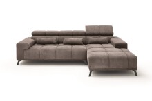 Wohnlandschaft >Starlett< elektr. Sitztiefenverstellung, 3 Kissen, dunkelgrau - 285x99x201 BxHxT