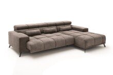 Wohnlandschaft >Starlett< elektr. Sitztiefenverstellung, 3 Kissen, dunkelgrau - 285x99x201 BxHxT