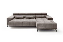 Wohnlandschaft >Starlett< elektr. Sitztiefenverstellung, 3 Kissen, dunkelgrau - 285x99x201 BxHxT
