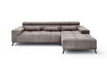 Wohnlandschaft >Starlett< elektr. Sitztiefenverstellung, 3 Kissen, dunkelgrau - 285x99x201 BxHxT