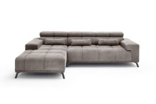 Wohnlandschaft >Starlett< elektr. Sitztiefenverstellung, 3 Kissen, dunkelgrau - 285x99x201 BxHxT