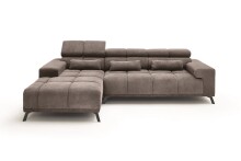 Wohnlandschaft >Starlett< elektr. Sitztiefenverstellung, 3 Kissen, dunkelgrau - 285x99x201 BxHxT
