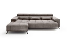 Wohnlandschaft >Starlett< elektr. Sitztiefenverstellung, 3 Kissen, dunkelgrau - 285x99x201 BxHxT