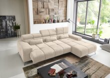 Wohnlandschaft >Starlett< elektr. Sitztiefenverstellung, cord beige - 285x99x201cm (BxHxT)