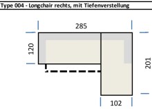 Wohnlandschaft >Starlett< elektr. Sitztiefenverstellung, grau, Füße chrom - 285x99x201 (BxHxT)