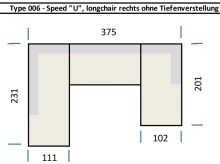 Wohnlandschaft >Starlett< U-Form, Kopfteilverstellungen, Kissen, dunkelgrau - 375x99x231 (BxHxT)