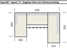 Wohnlandschaft >Starlett< U-Form, elektr. Sitztiefenverstellung, dunkelgrau - 375x99x231 (BxHxT)