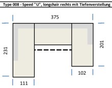 Wohnlandschaft >Starlett< U-Form, elektr. Sitztiefenverstellung, dunkelgrau - 375x99x231 (BxHxT)