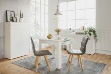 Esstisch >Oslo< mit Schublade, in Weiß - 80x77x80cm (BxHxT)