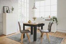 Esstisch >Oslo< mit Schublade, Artisan Oak Dekor / Schwarz - 80x77x80cm (BxHxT)
