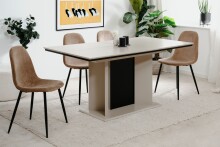 Kulissentisch >Novara< ausziehbar bis 200cm, Sand / Schwarz - 160/200x76x90cm (BxHxT)