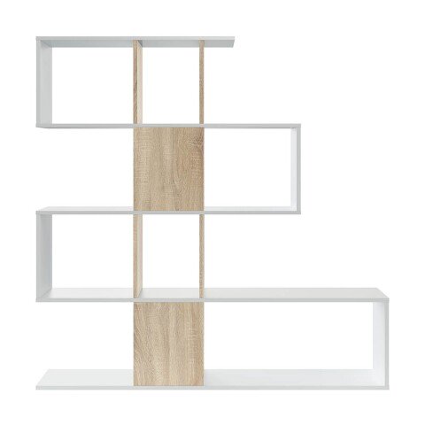 Regal >ZIG-ZAG< in Artik Weiß / Canadian Eiche Dekor - 145x145x28 (BxHxT)