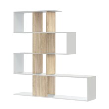 Regal >ZIG-ZAG< in Artik Weiß / Canadian Eiche Dekor - 145x145x28 (BxHxT)