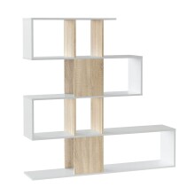 Regal >ZIG-ZAG< in Artik Weiß / Canadian Eiche Dekor - 145x145x28 (BxHxT)