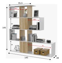 Regal >ZIG-ZAG< in Artik Weiß / Canadian Eiche Dekor - 145x145x28 (BxHxT)
