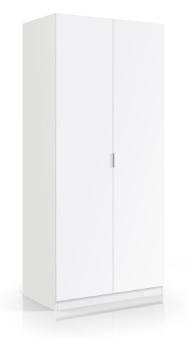 Kleiderschrank >LC-180< 2 Türen, Kleiderstange, Ablageboden, Weiß - 81x180x52 (BxHxT)
