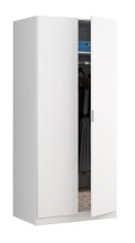 Kleiderschrank >LC-180< 2 Türen, Kleiderstange, Ablageboden, Weiß - 81x180x52 (BxHxT)