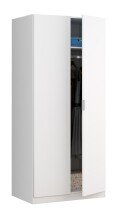 Kleiderschrank >LC-180< 2 Türen, Kleiderstange, Ablageboden, Weiß - 81x180x52 (BxHxT)