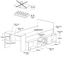 Hochbett >Cleo 1< Stauraum, Liegefl. 90x200, Weiss / Eiche Dekor - 241x116x90cm (LxBxH)