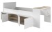 Hochbett >Cleo 1< Stauraum, Liegefl. 90x200, Weiss / Eiche Dekor - 241x116x90cm (LxBxH)