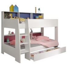 Etagenbett >Tam Tam 11< in Weiss, Absetzung Blau /...