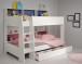 Etagenbett >Tam Tam 11< in Weiss, Absetzung Blau / Pink - 208x164x132cm (LxHxT)
