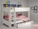 Etagenbett >Tam Tam 11< in Weiss, Absetzung Blau / Pink - 208x164x132cm (LxHxT)
