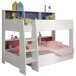 Etagenbett >Tam Tam 11< in Weiss, Absetzung Blau / Pink - 208x164x132cm (LxHxT)