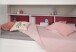 Etagenbett >Tam Tam 11< in Weiss, Absetzung Blau / Pink - 208x164x132cm (LxHxT)
