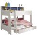 Etagenbett >Tam Tam 11< in Weiss, Absetzung Blau / Pink - 208x164x132cm (LxHxT)