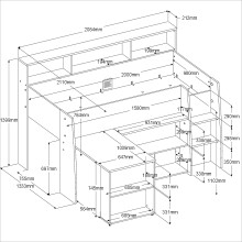 Kinderzimmer-Set >Lucas 11< 2-teilig, Weiss / Eiche Dekor, Hochbett mit Kleiderschrank