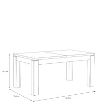 Kulissentisch >TRONDHEIM< ausziehbar bis 206,4cm, Eiche Dekor - 160,4/206,4x76,1x90,4cm (BxHxT)