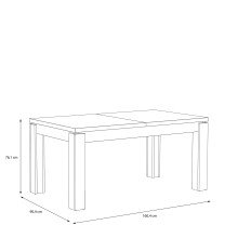 Kulissentisch >TRONDHEIM< ausziehbar bis 206,4cm, Eiche Dekor - 160,4/206,4x76,1x90,4cm (BxHxT)