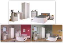 Jugendzimmer-Set >Pirouette 21< in Weiss mit drehbarem Elementen in Rosa / Grau