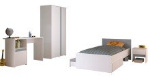 Jugendzimmer-Set >Pirouette 23< in Weiss mit drehbarem Elementen in Rosa / Grau