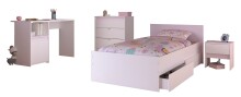 Jugendzimmer-Set >Pirouette 25< in Weiss mit drehbarem Elementen in Rosa / Grau